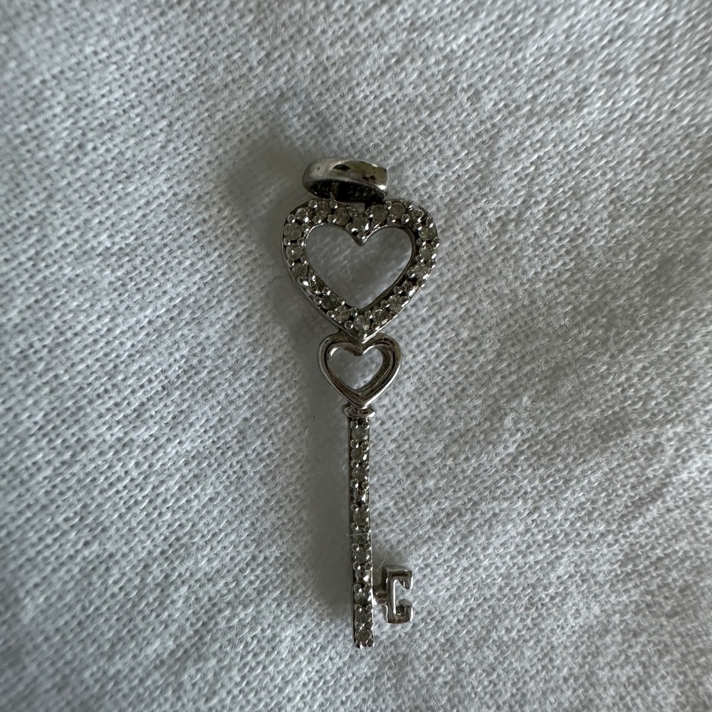 Diamond Heart Key Pendant
